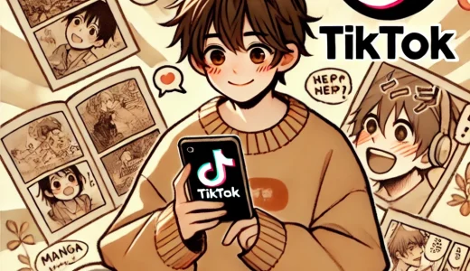 TikTokで漫画を読む男性