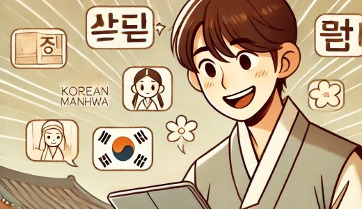 韓国発の漫画を読む男性